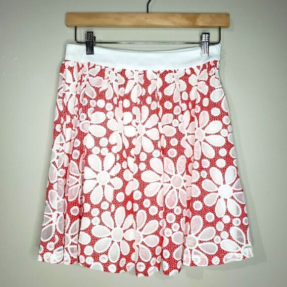 Romeo & Juliet Couture NWT Coral White Floral Skater Mini Skirt Lined - Picture 1 of 9